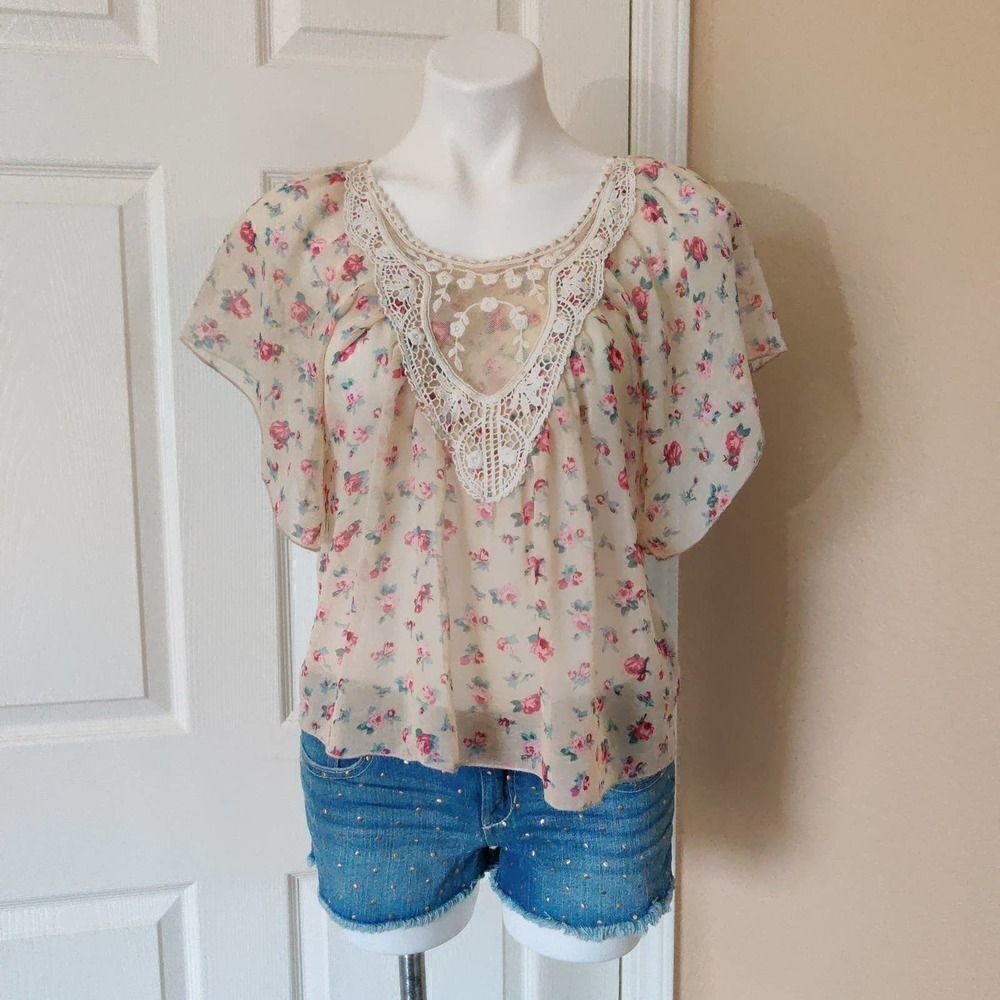 Cotton On flowy sheer floral blouse sz XS - Picture 1 of 11